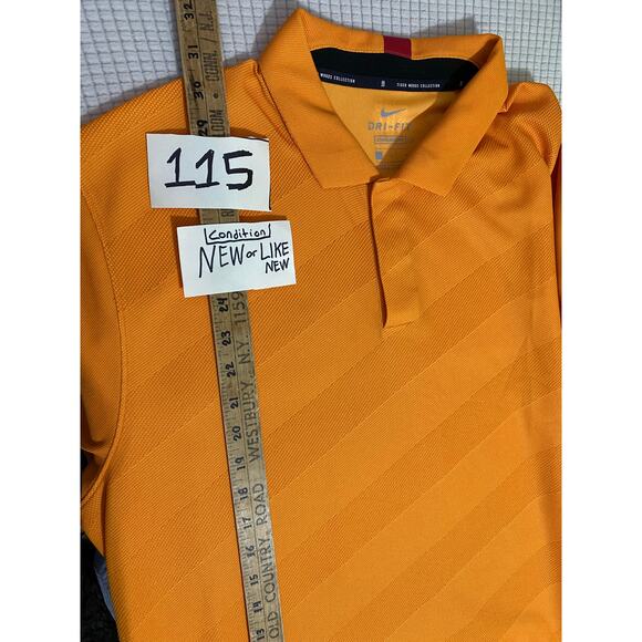 Nike Polo GOLF Shirt Mens Orange Stripe XL Tiger Woods Collection - Picture 4 of 13